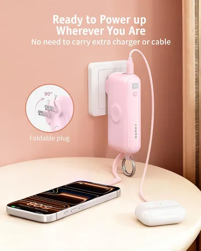 Vista 5 de RORRY Flow Cargador portátil 10000mAh 40W Enchufe de pared Banco de energía Rosa