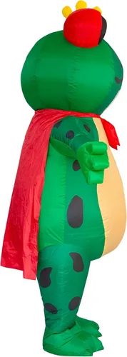 Vista 5 de JYZCOS Disfraz inflable de príncipe de rana con corona para adultos, lindo y divertido animal de Halloween, traje inflable para fiesta de cosplay