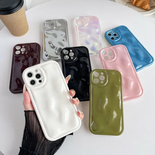 Vista 2 de Caseative Funda para iPhone 12 Pro Max, color negro Suavidad de la galjanoplastia de cromo del patrón de la burbuja del meteorito de la onda