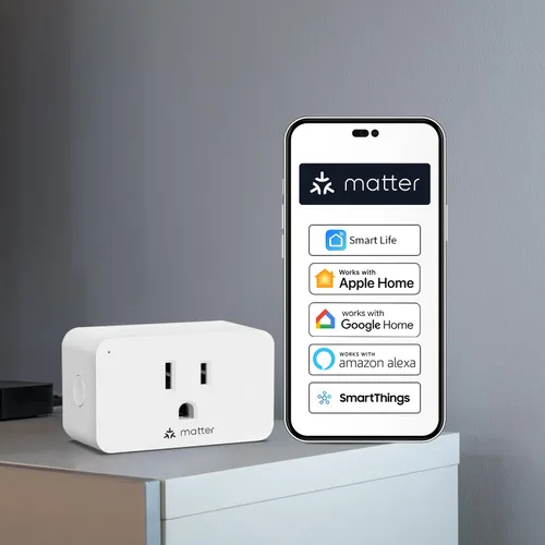 Vista 9 de Minoston Matter - Enchufe inteligente, compatible con Alexa, Google Home, Apple Home, SmartThings, Siri, Smart Outlet 15A Max, control remoto