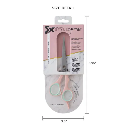 Vista 4 de Cricket Style Xpress Goodie 2 Tijeras de corte de pelo, 5.75 pulgadas, color rosa y menta