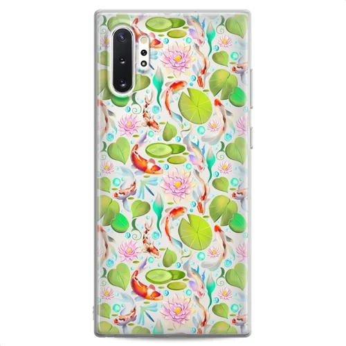 Vista 16 de Funda compatible con Samsung S23 S22 Plus S21 FE Ultra S20+ S10 Note 20 5G S10e S9 Lily Clear Flexible Waterlily Lotus Slim Fit Design Silicona Koi