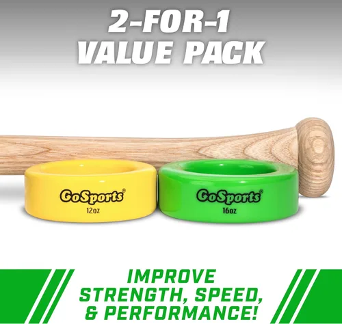 Vista 3 de GoSports Baseball and Softball Bat Weights - 2 Pack Baseball Donuts - 16 oz & 12 oz