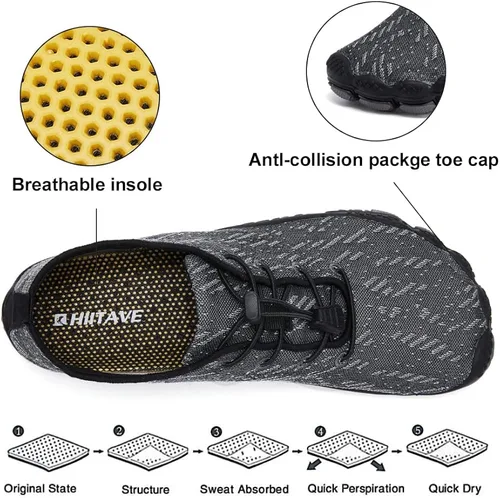 Vista 4 de HIITAVE - Zapatos acuáticos y con sensación de pies descalzos para hombre, calcetines acuáticos de secado rápido para deportes al aire libre