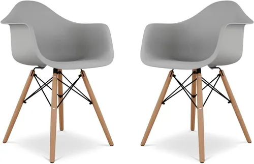 Vista 7 de Sillones piramidales de plástico y madera de haya de 17.5" en azul (juego de 2)