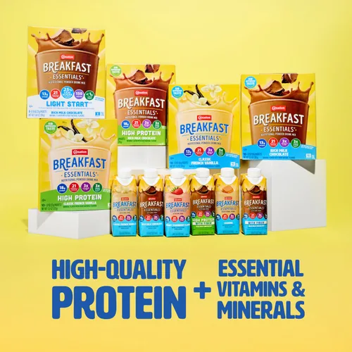 Vista 3 de Carnation Breakfast Essentials Bebida nutricional original lista para tomar, nuevo sabor a caramelo, 10g de proteína, vitaminas D y C, nutrientes
