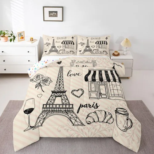 Vista 16 de Feelyou Juego de ropa de cama con estampado de aviones para niños y niñas, juego de funda de edredón de microfibra estilo boceto azul y blanco