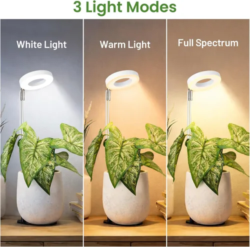 Vista 3 de LBW Luz de cultivo para plantas de interior, luz de cultivo de plantas de halo de espectro completo con base, lámpara de cultivo de plantas