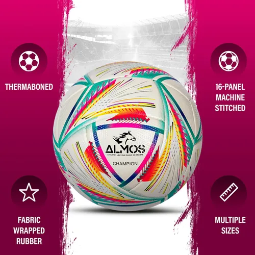 Vista 4 de Almos Champion - Balón de fútbol profesional, para ligas, clubes, entrenamiento, rendimiento de partidos, fútbol en interiores y exteriores, 16