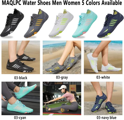 Vista 7 de MAQLPC Zapatos de agua para hombres y mujeres, zapatos acuáticos de secado rápido, para hombres y mujeres, zapatos de natación para senderismo