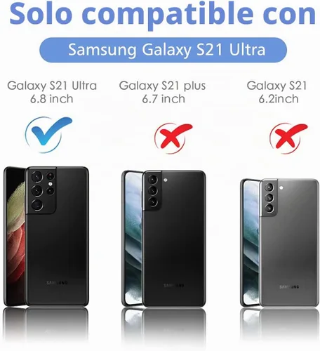 Vista 2 de IMLUCKIES Funda para Samsung Galaxy S21 Ultra con cubierta de la cámara, parte trasera de PC dura y parachoques suave, protector y ajuste delgado