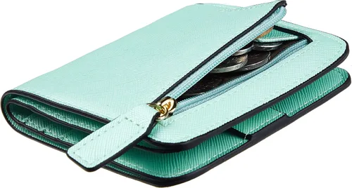 Vista 42 de Toughergun Cartera pequeña de cuero delgada para mujer con protección RFID, mini monedero bifold compacto con ventana de identificación transparente