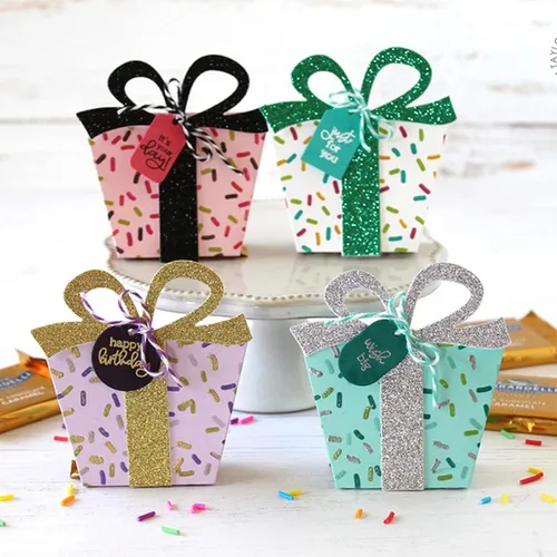 Vista 3 de Suds&WH Caja de regalo troquelados de metal, lazo de flores, caja de dulces, troqueles de corte de tarjetas cuadradas, plantillas para álbumes
