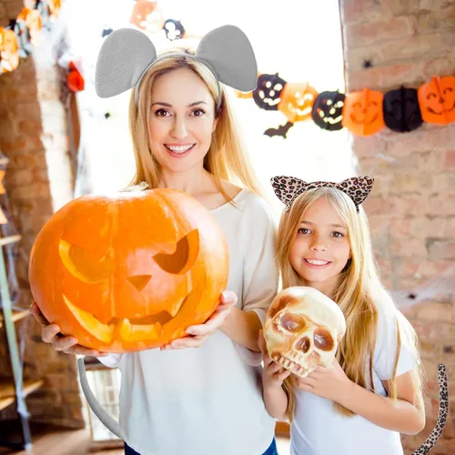 Vista 5 de 2 Sets Animal Costume Set Lion Tiger Zebra Giraffe Leopard Elephant Costume Accessory Include Ears Headband Bow Tie Tail