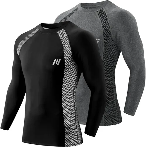 Vista 37 de MEETWEE Paquete de 4/5 camisas de compresión térmica para hombre, manga larga, forro polar, capa base, equipo de entrenamiento de invierno