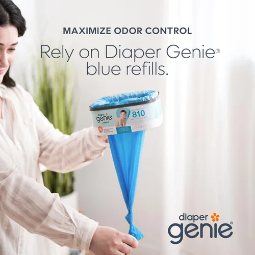 Vista 5 de Diaper Genie Recambio cuadrado jumbo, con película continua, puede contener hasta 810 pañales de tamaño recién nacido por repuesto.