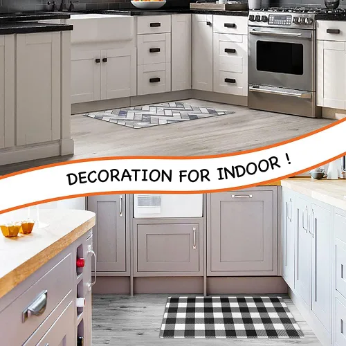 Vista 5 de OPUX - Tapete de cocina antifatiga, reversible, acolchado con espuma viscoelástica, alfombra de cocina, impermeable, antideslizante, cómoda
