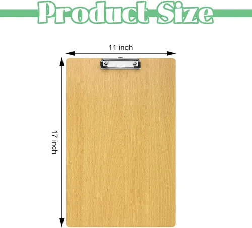 Vista 2 de 6 portapapeles extra grandes de 11 x 17 pulgadas con clip de perfil bajo, portapapeles de madera, tamaño memorando, para escuela, aula, oficina