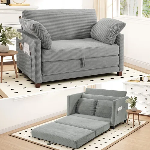 Vista 20 de Myroyalsit - Sofá cama convertible de 51 pulgadas, sofá cama plegable 2 en 1, sofá biplaza para espacios pequeños, con 2 cojines, para apartamento