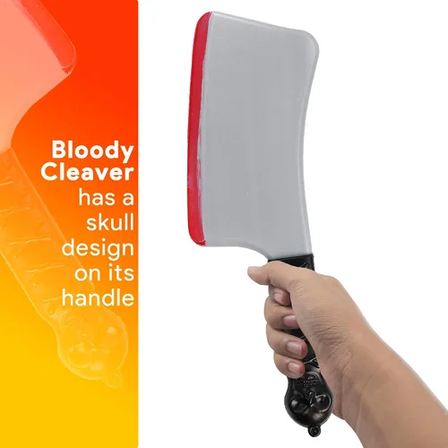 Vista 2 de Skeleteen Cuchillo de disfraz de cuchillo sangriento cuchillo de carne de arma falsa con mango de sangre y Jolly Roger