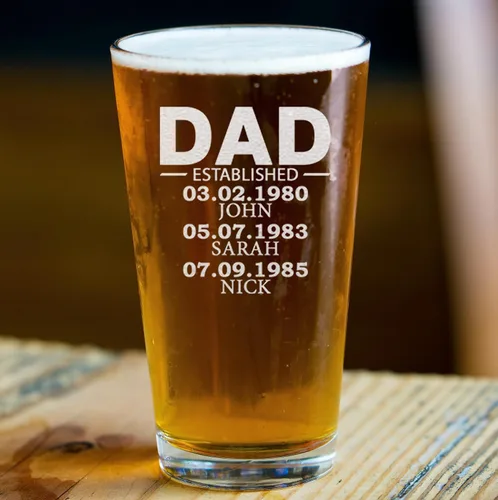 Vista 6 de Vaso de cerveza personalizado de 16 onzas para papá, regalos especiales para el día del padre, Navidad, vidrio personalizado de cumpleaños, añade