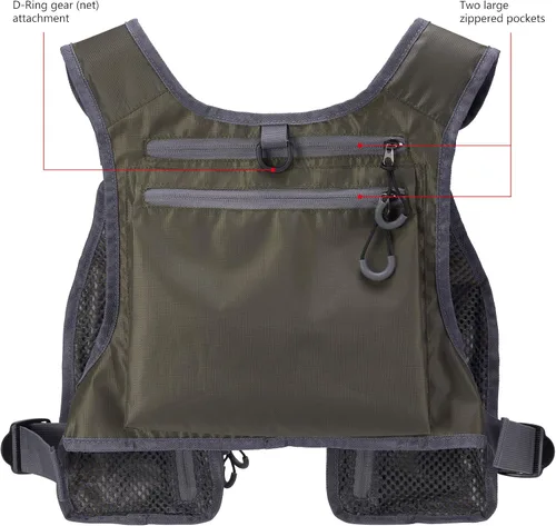 Vista 2 de BASSDASH FV08 Chaleco ultraligero de pesca con mosca para hombres y mujeres Paquete de pecho portátil Talla única para la mayoría