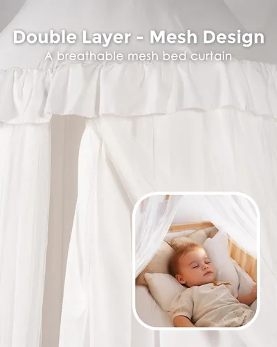 Vista 2 de little dove - Toldo de cama para niñas con luces de estrella, 25.6 x 106