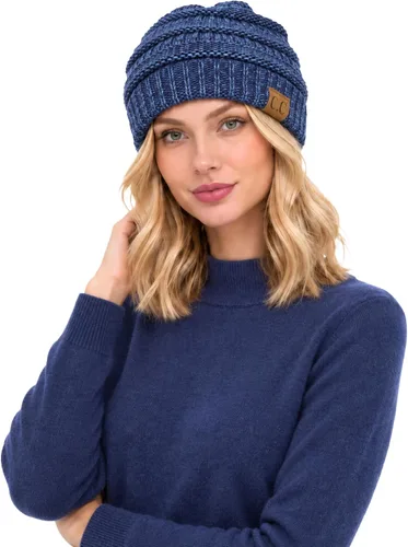 Vista 35 de C.C Exclusives Gorro de Punto de Cable - Gorros Gruesos, Suaves y Cálidos de Punto Grueso Chenille Teniente Mel Gris