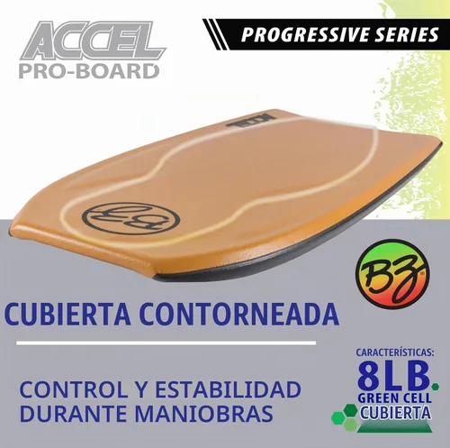 Vista 2 de BZ Bodyboards - Accel Pro Board - Crescent Tail, Slick Bulbs, borde de corte contorneado de la cubierta, alto rendimiento - Jinetes avanzados