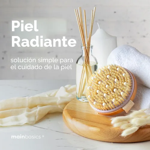 Vista 8 de MainBasics Cepillo corporal de cepillado en seco para drenaje linfático, piel seca, celulitis, circulación sanguínea con cerdas naturales