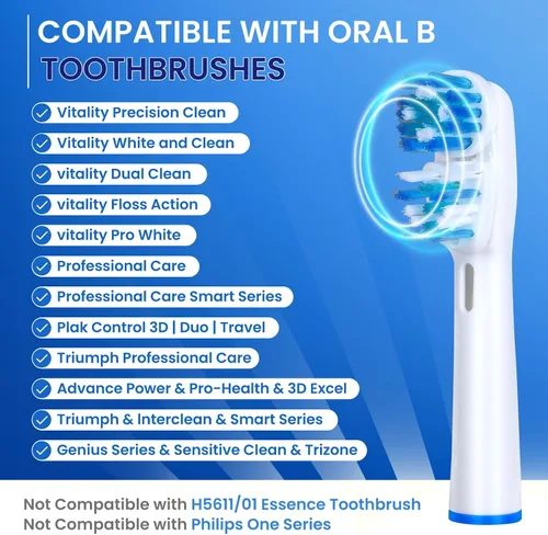 Vista 6 de Cabezales de cepillo de repuesto compatibles con Oral B, diseño de doble limpieza, cabezales de cepillo de doble limpieza, compatibles con cepillo