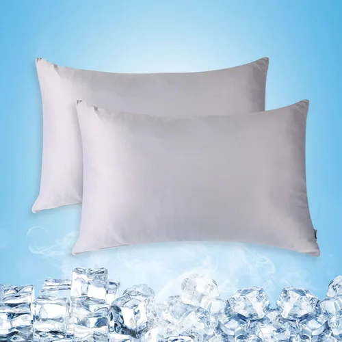 Vista 13 de Solo fundas de almohada refrescantes, juego de 2 fundas de almohada de tamaño Queen con doble cara para el frío, absorben la humedad, con cremallera