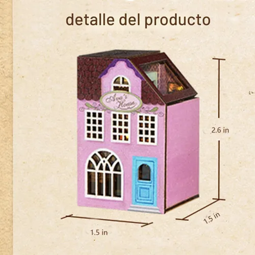 Vista 2 de MAGQOO - Kit de casa de muñecas en miniatura de bricolaje con muebles, escala 1:100, habitación creativa, mini casa de muñecas de madera, accesorios