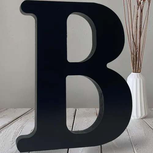 Vista 10 de AOCEAN Letras de madera negra de 12 pulgadas Letras de madera sin terminar para Halloween Letras decorativas de pie Rebanadas Tablero