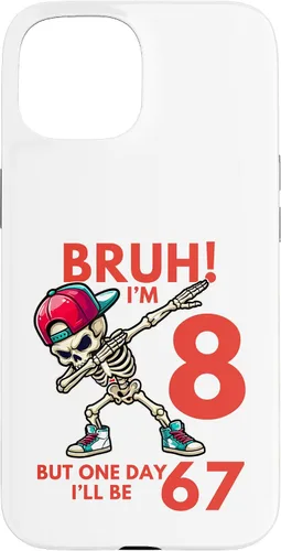 Vista 6 de Bruh I'm 8 But One-Day I'll Be 67 Retro 8th Birthday Kids Case for iPhone 17