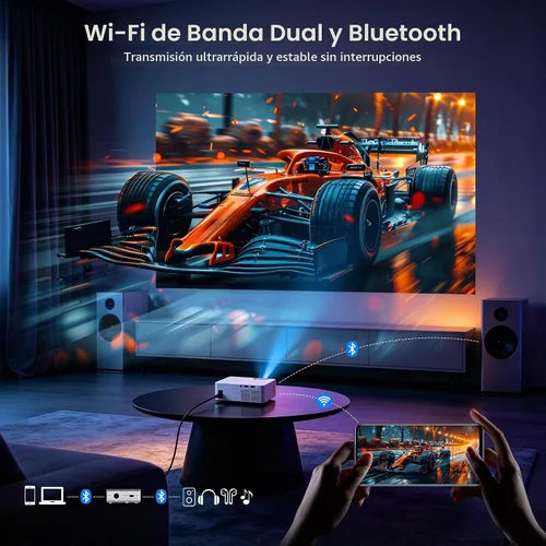 Vista 9 de ELEPHAS Proyector inteligente Roku TV con Wi-Fi y Bluetooth 2-Blanco