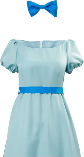 Vista 4 de Disfraz de Wendy para Halloween disfraz de princesa con vestido largo color azul para mujeres y niñas