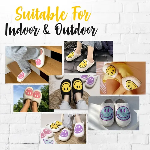 Vista 5 de WELLNESSICA 'Smiley Originals' - Smiley Face Slippers for Women, Men & Kids - Ultra Comfy & Warm Faux Fur with Memory Foam, Non-Slip Preppy Slippers