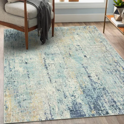 Vista 4 de LUXE WEAVERS Kingsbury Collection 7670 - Alfombra abstracta azul de 8 x 10 pulgadas