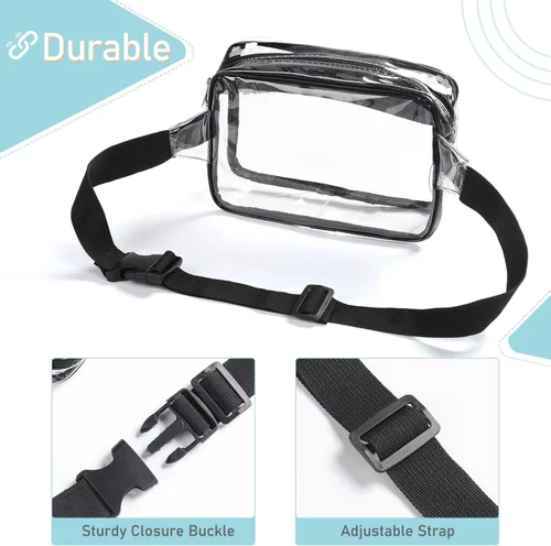 Vista 4 de Clear Fanny Pack Stadium Approved, Waterproof Fanny Pack for Women Men, Fashion Mini Belt Bag Transparent Waist Bag with Adjustable Strap for