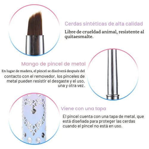 Vista 5 de Cepillos de limpieza de uñas, cepillos de uñas para limpiar errores de esmalte en las cutículas, cepillo de uñas resistente a acetona, cepillos