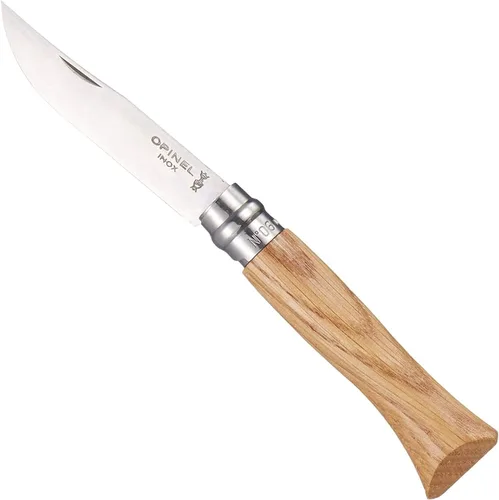 Vista 9 de Opinel Cuchillo plegable de acero inoxidable No.08 con mango de madera de roble