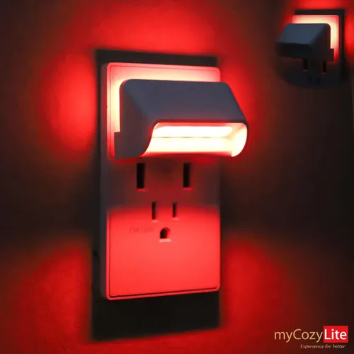 Vista 5 de Luz nocturna LED roja, sensor de atardecer a amanecer, modo de iluminación doble, luz guía y luz de sueño, interruptor de encendido y apagado, luz