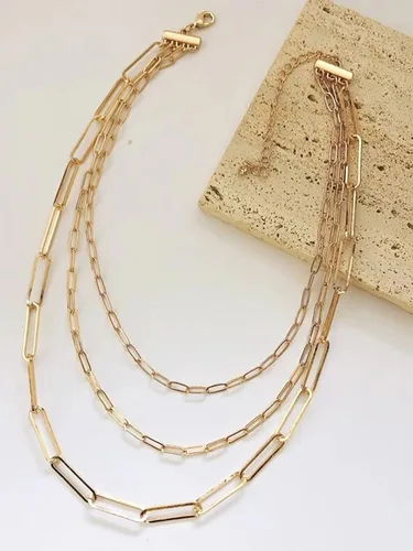 Vista 4 de Long tiantian Collar de clip de papel para mujer, collar de eslabones de cadena de oro, collar de cadena en capas, collar de clip para niñas, Cobre