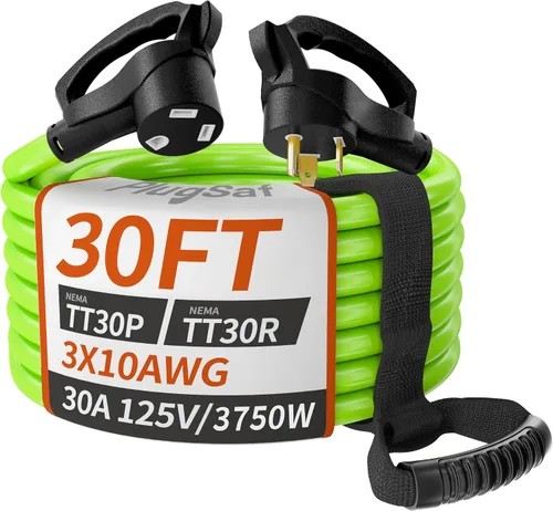 Vista 11 de PlugSaf NEMA 14-50P/14-50R Cable de extensión de 6 pies 50 amperios RV/EV para exteriores con mango de agarre, cable de alimentación STW RV flexible