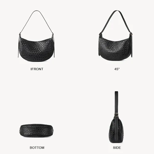 Vista 6 de BOSTANTEN Bolso Hobo de cuero tejido