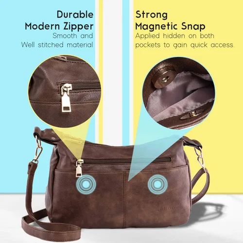 Vista 3 de Katloo Bolsa de Hobo Medio Mujeres Bolso Bolso Bolso de Cuero PU Crossbody Bolso de Hombro Bolsa de Teléfono Bolsas de Mano de las Señoras Satchel