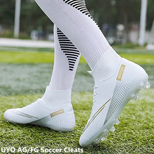 Vista 7 de UYO Men's Soccer Shoes Football Cleats Outdoor High-Tops Lace-Up Non-Slip Spikes AGFG Boots