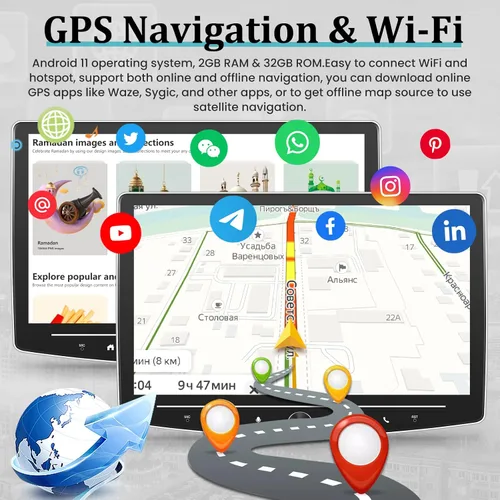 Vista 3 de [2+64G] Estéreo de coche con pantalla táctil de un solo DIN con Apple Carplay inalámbrico y Android Auto - Radio de pantalla táctil Android de 10