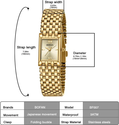 Vista 4 de BOFAN Gold Watches for Women Luxury Ladies Quartz Wrist Watches with Stainless Steel Bracelet,Waterproof.Womens Casual Fashion Small Gold